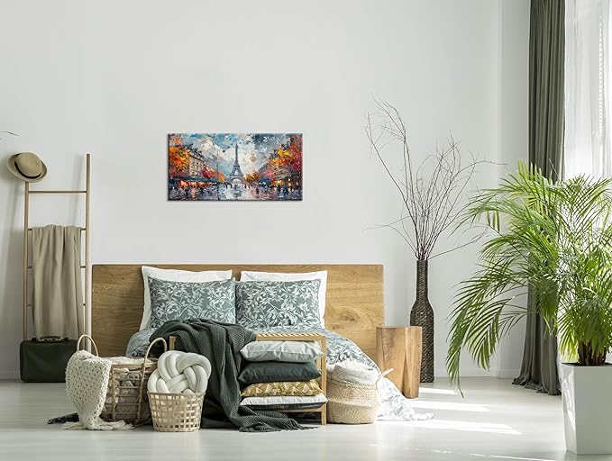 Eiffel Tower in Paris French Landscape Street View Wall Art Decor Artwork for Bedroom (20x40 Inches)