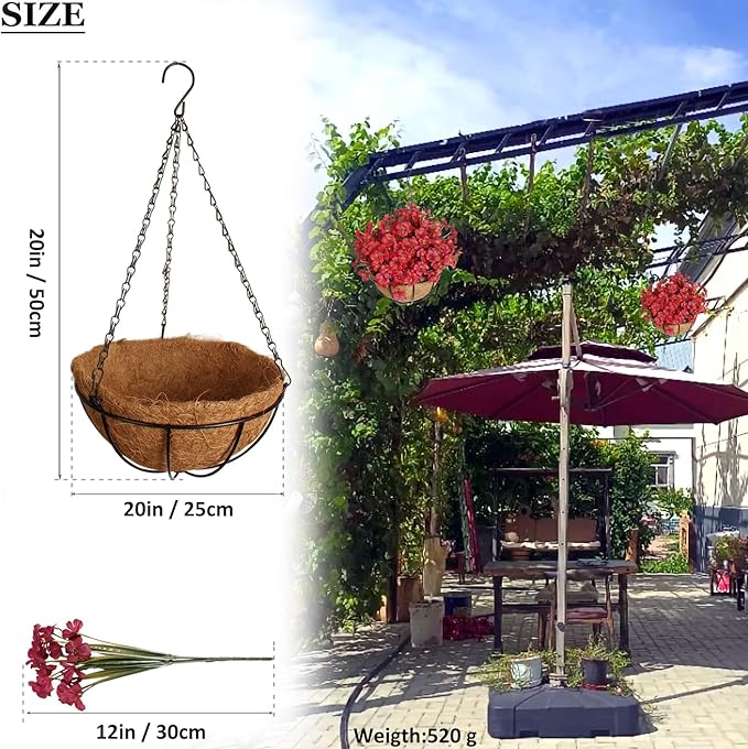 BIHRTC Artificial Fake Hanging Plants Flowers with Basket 12inch Artificial Botanical Silks Look Real FlowersOrange Daisy in Hang Planter for Porch Patio Balcony Home Outside Garden Decoration