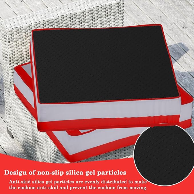 Outdoor Furniture Replacement Cushions, 14 Pcs Water-Resistant Replacement Sofa Cushion for Patio Garden Porch (Liner&Cover,Only Cushions No Sofa) (Red and White Stripes)