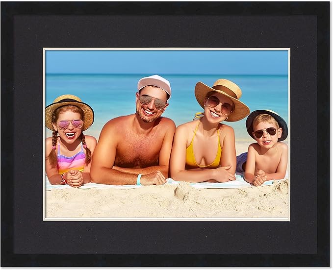 11x15 Frame with Mat - Black 13x17 Frame Wood Made to Display Print or Poster Measuring 11 x 15 Inches with Black Photo Mat