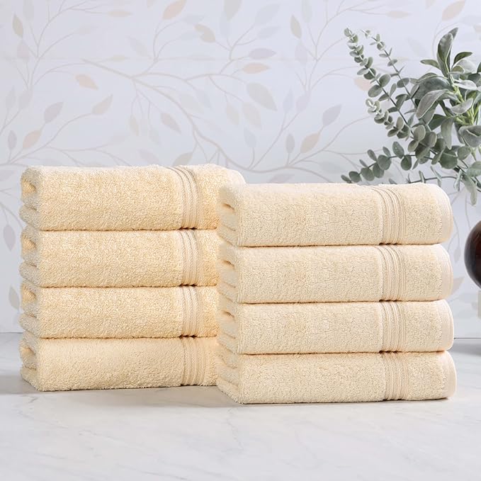 Superior Egyptian Cotton Bath Towel Set, Towels For Home Bathroom, Master, Guest Bath, Decor Essentials, Quick Dry, Absorbent, Large Body Towels, Spa, Hotel, Resort, Adult, Kids, Set of 8, Canary