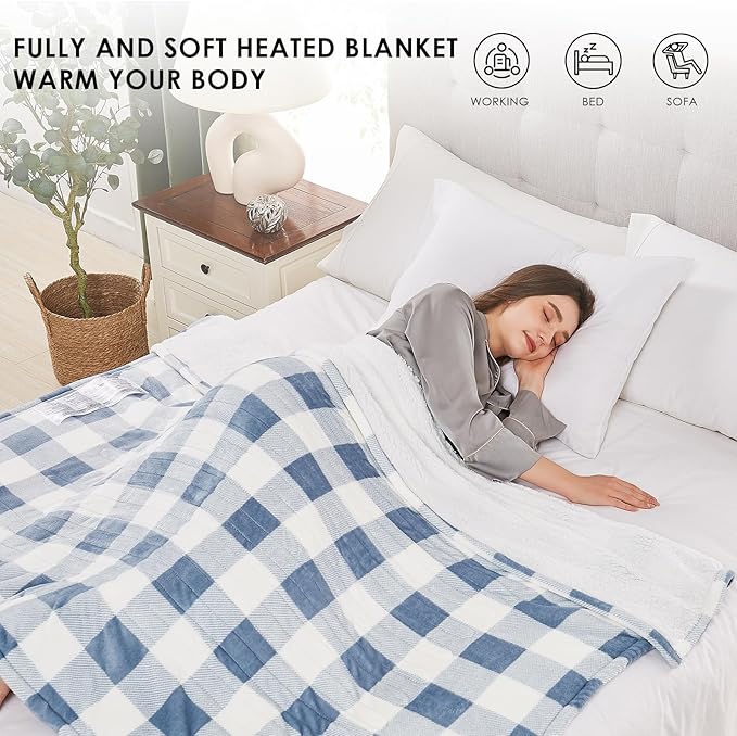 Homemate Electric Blanket Heated King Size - 100“x90“ Ultra Soft Cozy Flannel Heating Blanket with 10 Fast Heat Levels 8 Hours Auto Off Over-Heated Protection ETL Certification Keep Warm in Home