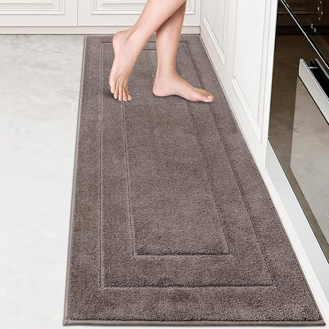 PURRUGS Machine Washable Kitchen Rug 24" x 70", Non-Slip/Skid Hallway Runner Rug, Super Absorbent Soft Area Rug for Kitchen, Hallway & Laundry, Rolled Packaging, Grayish Brown