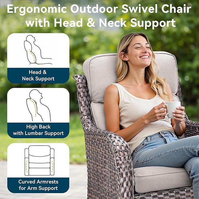 Outdoor Chair Cushions Set of 2-22 x 25 Inch Fade Resistant Patio Chair Cushions Outdoor Seat Cushions for Patio Furniture Chair Sofa Couch-Beige