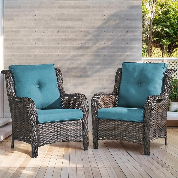 Outdoor Chair Cushions-Patio Chair Cushions Set with Removable Cover 22 X 25 Inch Outdoor Cushions for Patio Furniture Chair Sofa Couch-Light Blue