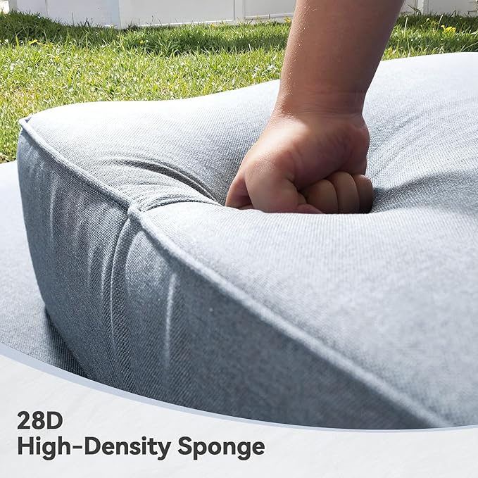 Luxury 6" Outdoor Cushions for Patio Furniture, 24x24x6 Thick Seat Cushion Set of 3, Fade Resistant Couch Chair Replacement Cushions High Density Wicker Chair Cushion w/Removable Cover Baby Blue