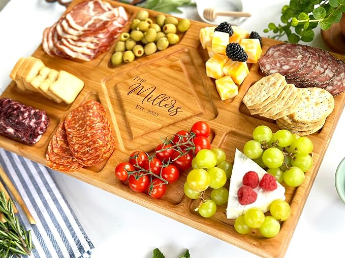 Personalized Charcuterie Board - Custom Engraved Cutting Board for Wedding, Anniversary, Engagement, Gift for Parents and Couple, Newlyweds, Housewarming Gifts for New Home, Christmas