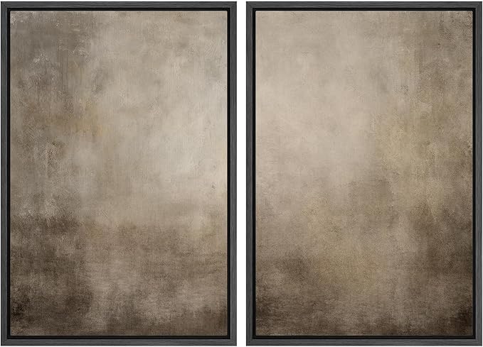 MUDECOR Framed Canvas Print Wall Art Monochromatic Gradient Abstract Minimalist Gray Illustrations Modern Art Decorative Bohemian Colorful for Living Room, Bedroom, Office - 24"x36"x2 Black