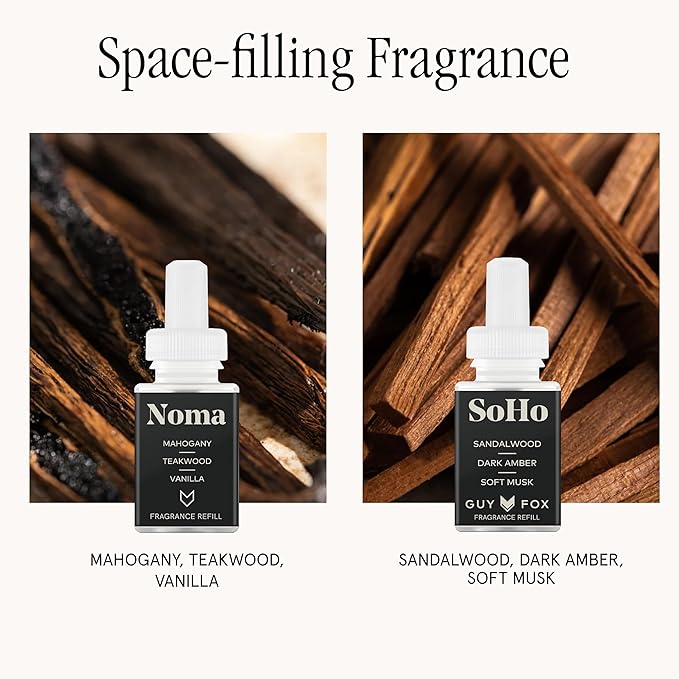 Pura Smart Home Fragrance Device Starter Set - Pura 4 - Scent Diffuser for Home - Includes Fragrance Aroma Diffuser - Square Box, SoHo and Noma Scent Refills