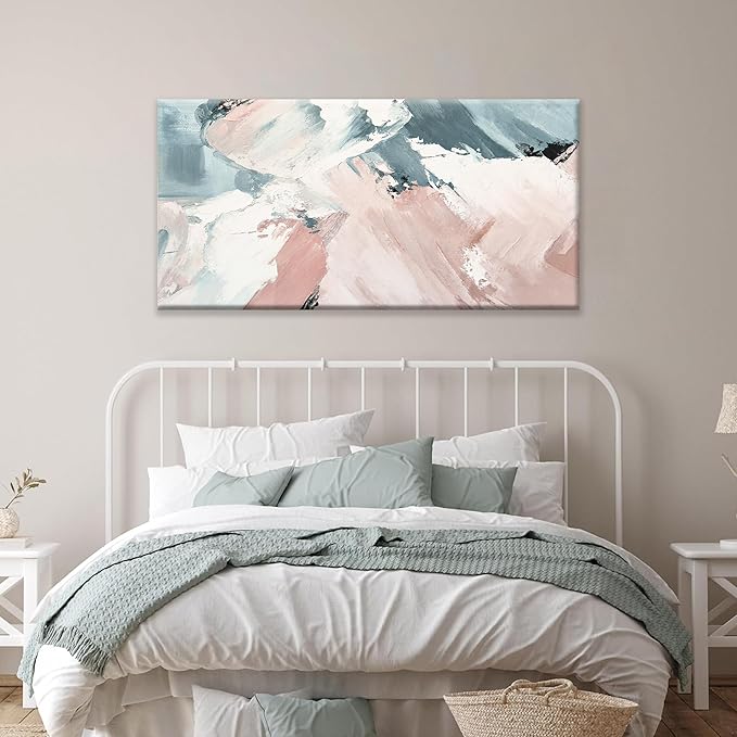 TAIJXAGSG Abstract Wall Art Ready To Hang Home Wall Decor Artwork Pink Wall Art Colorful Canvas Art Wall Decor Prints Painting For Living Room Bedroom Office Apartment Decoration 24"X48"