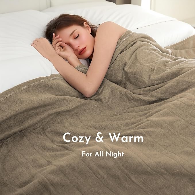 Electric Heated Blanket 72"x84" Full Size Soft Fleece Heated Blanket, Soft ＆ Comfortable with 4 Levels of Heat and 10 Hour Auto Off - Caramel Brown