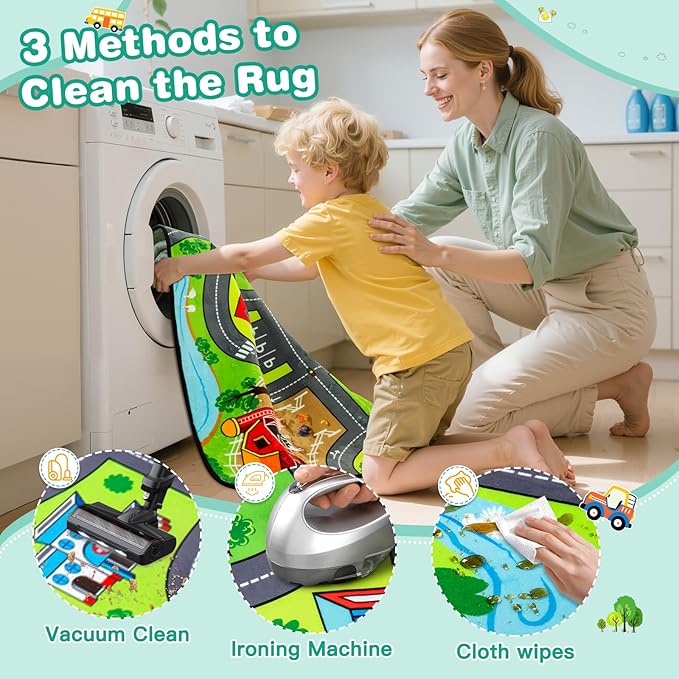 Road Car Rug, 5x7 Ft City Road Rug for Kids, Extra Thick (0.4in) Kids Floor Play Mat and Car Carpet with Realistic Colors - Perfect for Children, Soft and Non-Slip for Playroom and Bedroom