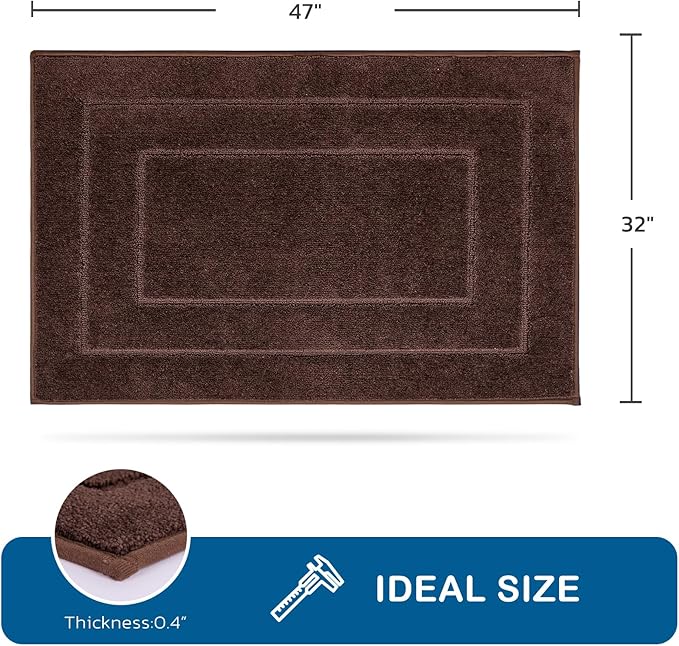 PURRUGS Machine Washable Kitchen Rug 32" x 47", Non-Slip/Skid Kitchen Runner Rugs & Floor Mats, Super Absorbent Soft Standing Mats for Kitchen, Sink & Laundry, Brown