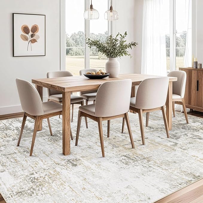 5x7 Area Rugs for Living Room: Washable Modern Abstract Rug Soft Non Slip Rug Indoor Low Pile Carpet for Bedroom Dining Room Home - Beige Grey Brown