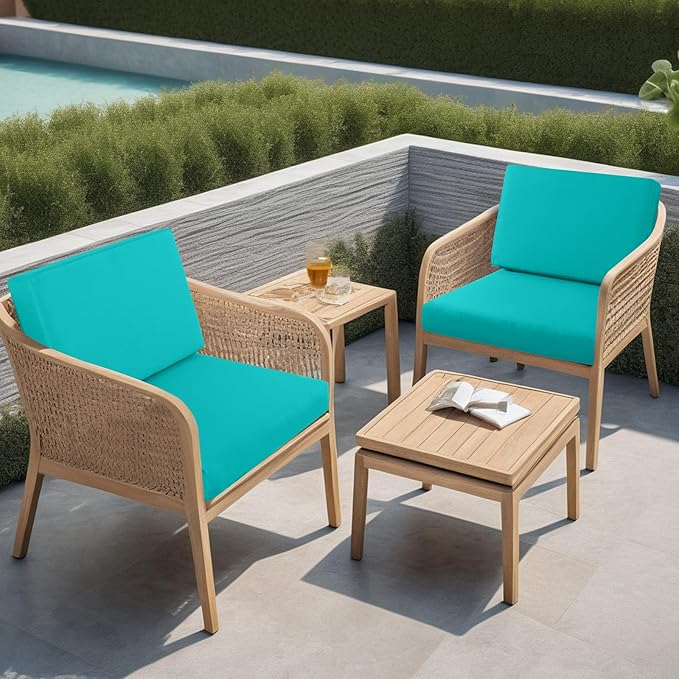 idee-home Outdoor Cushions for Patio Furniture, Outdoor Seat Cushion, Waterproof Couch Hampton Bay Deep Seat Replacement Chair Cushions for Garden Lawn Backyard Deck, 28.5 x 28.5 Peacock Blue