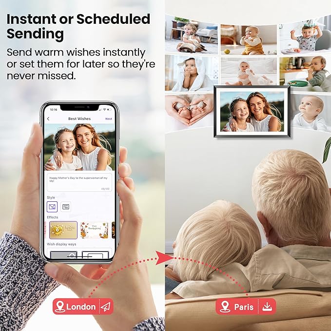 RCA 10.1" WiFi Digital Picture Frame, Electronic Photo Frames 32GB Storage, HD IPS Touch Screen WiFi Frame/Auto Rotate/Wall Mounted, Easy Setup in Uhale App to Share Photo/Video Anytime | (4Pack)