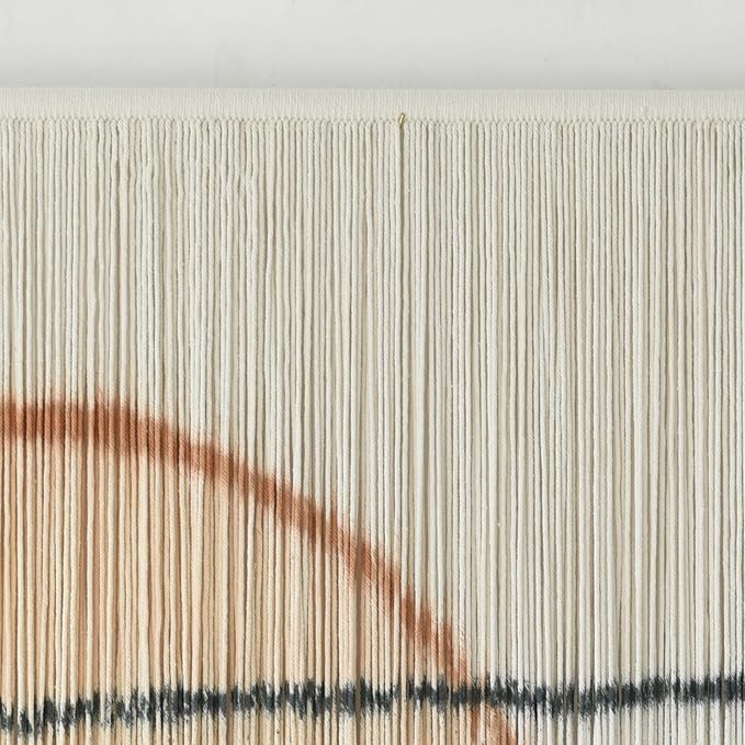 Macrame Wall Hanging Large Sunset Dip Dye Boho Tapestry Handmade Woven Cotton Wall Art for Bedroom, Living Room, Above Bed Neutral Modern Minimalist Decor 57" Wx35" L