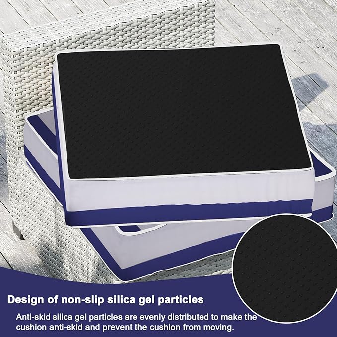 Outdoor Furniture Replacement Cushions, 14 Pcs Water-Resistant Replacement Sofa Cushion for Patio Garden Porch (Liner&Cover,Only Cushion No Sofa) (Blue & White Stripes)