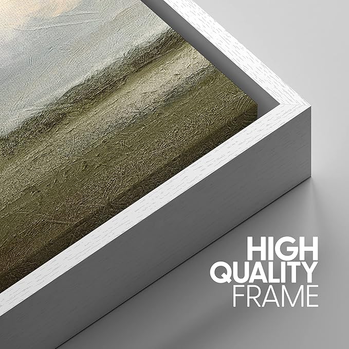 SIGNWIN Framed Canvas Print Wall Art Set Minimal Pastel Sunset Desert Landscape Nature Abstract Illustrations Modern Art Decorative Nordic Rustic for Living Room, Bedroom, Office - 24"x36"x3 White