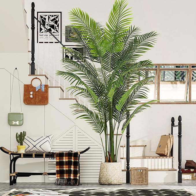 VIAGDO Artificial Palm Tree 7ft Tall Fake Palm Tree Decor with 22 Detachable Trunks Faux Tropical Palm Silk Plant Feaux Dypsis Lutescens Plants in Pot for Home Office Living Room Floor Decor Indoor