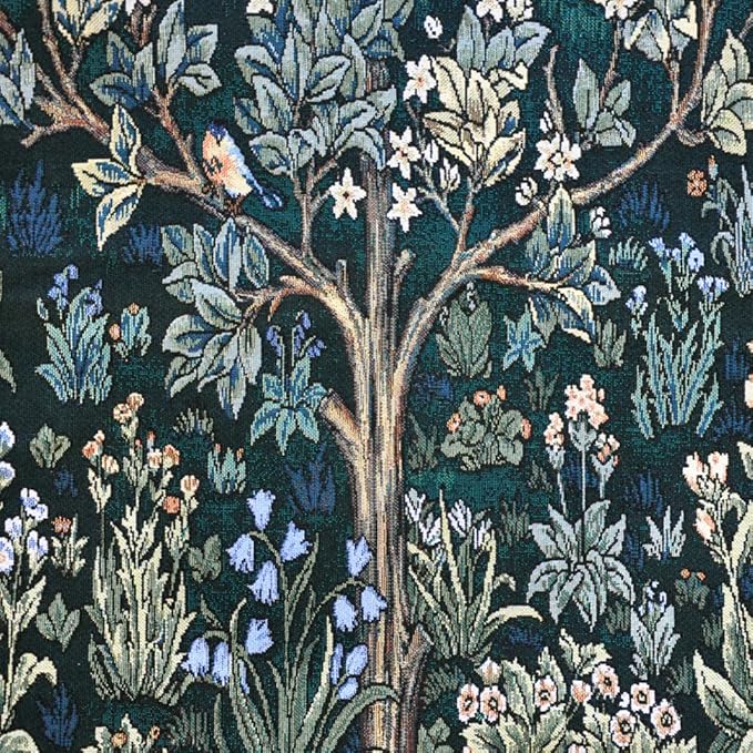 Aubelin Tapestry Long Green William Morris Tree of Life Fine Art Tapestry Wall Hanging Size 63"x35"