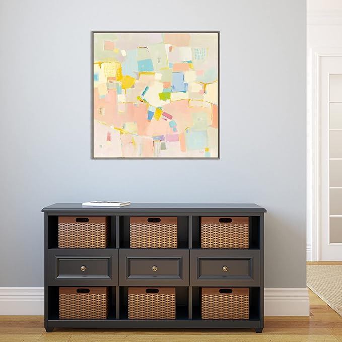 Amanti Art Framed Canvas Wall Art 30x30 Block Party by Phyllis Adams, Framed Wall Art Canvas, Abstract Artwork, Country Rustic Decor, Large Poster Painting for Living Room, Bedroom, Bathroom, Kitchen