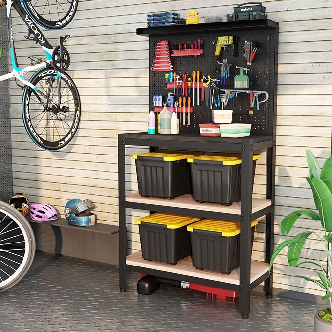 Nazhura 72Quart Plastic Storage Bin, Stackable and Nestable Storage Boxes with White Lids and Secure Latching Buckles, Large Storage Container (Black/Yellow, 72Quart-6Pack)