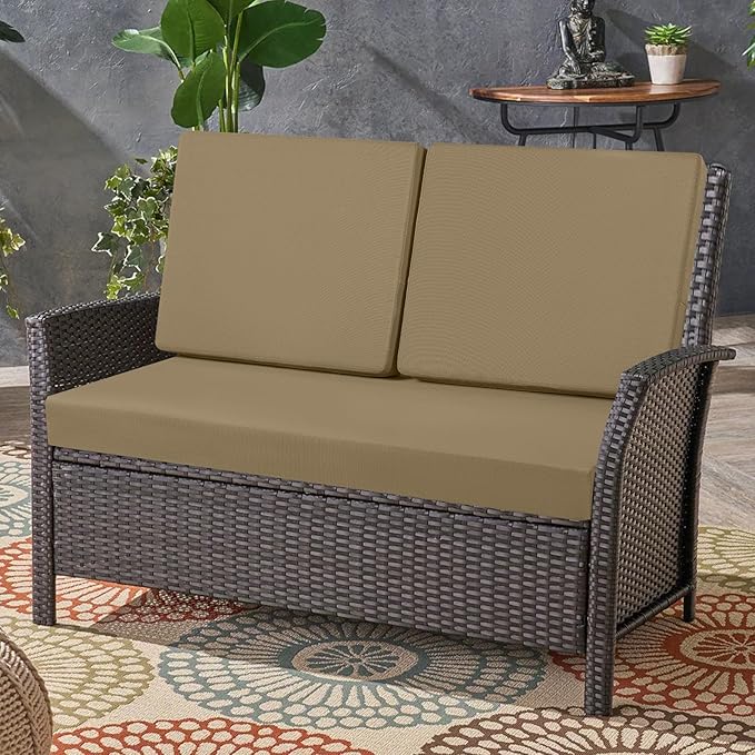 idee-home Outdoor Loveseat Cushions, Waterproof Patio Loveseat Cushion, Outside Couch Hampton Bay Deep Seat Cushion Replacement Set, Patio Love Seat Sofa Cushions for Furniture, 46" x 26"