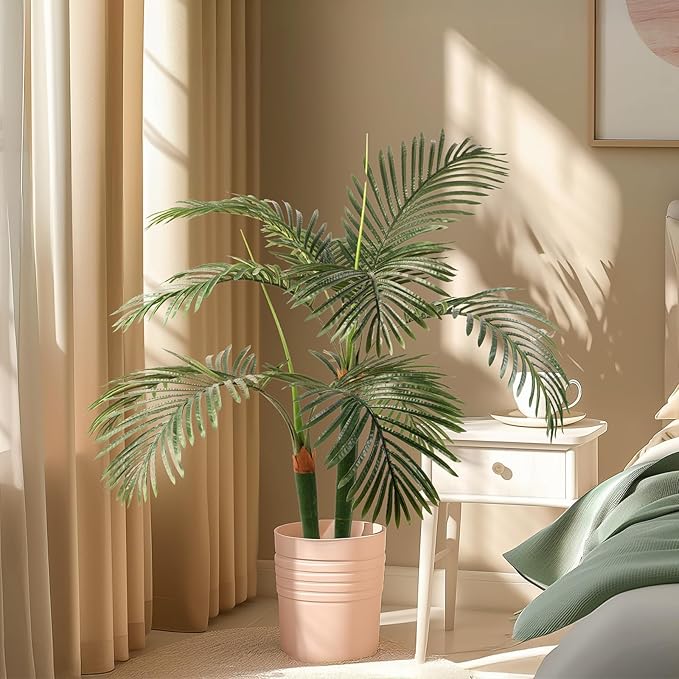 Artificial Palm Tree, Tall Tropical Palm Tree Faux Palm Plant for Indoor Outdoor Office House Living Room Home Decor