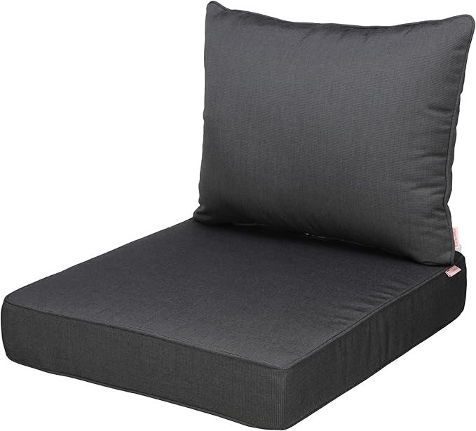 UIXE Outdoor Deep Seat Cushion Set with Slipcovers, Patio Furniture Cushions & Back Pillow, Sectional Sofa Bistro Chair Cushion - Gray, Set of 6