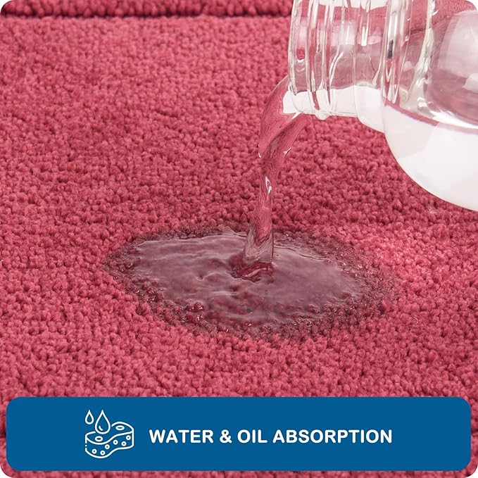 PURRUGS Machine Washable Kitchen Runner Rug 24" x 70", Non-Slip/Skid Hallway Runner Rug, Super Absorbent Soft Area Rug for Kitchen, Hallway & Laundry, Rolled Packaging, Burgundy Red