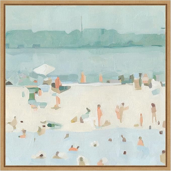 Amanti Art Framed Canvas Wall Art 16x16 Sea Glass Sandbar I by Emma Scarvey, Framed Wall Art Canvas, Abstract Artwork, Modern Decor, Small Poster Painting for Living Room, Bedroom, Bathroom, Kitchen,