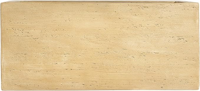 Lightweight Concrete Rectangle Planter Box,Travertine Handmade Outdoor Garden Pot with Drainage Hole & Rubber Plug,Modern Plant Container for Backyard Patio,No Assembly Needed,24"W Antique Brown