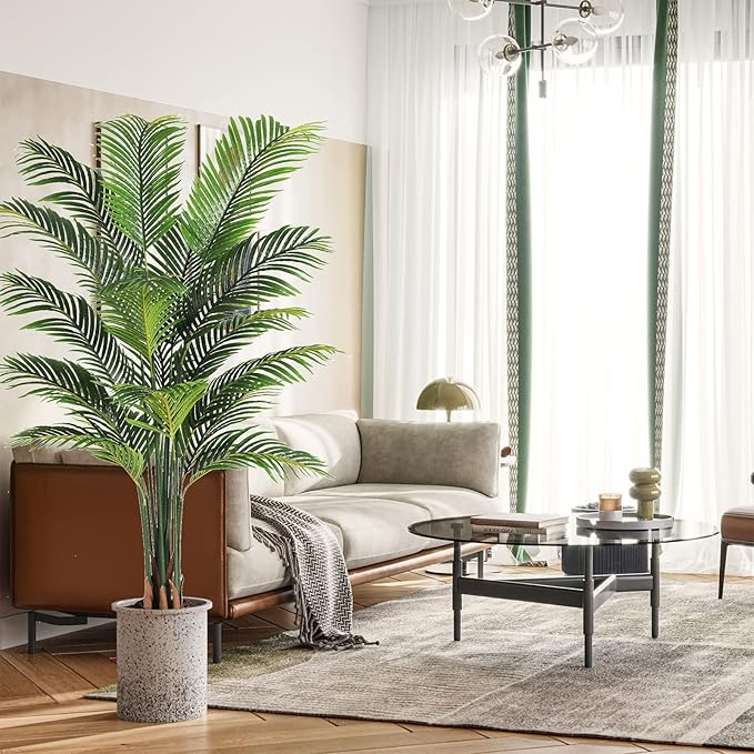 VIAGDO Artificial Fake Palm Tree 6ft Tall with 16 Detachable Trunks Faux Tropical Palm Silk Plant Feaux Dypsis Lutescens Plants in Pot for Home Office Living Room Floor Decor Indoor