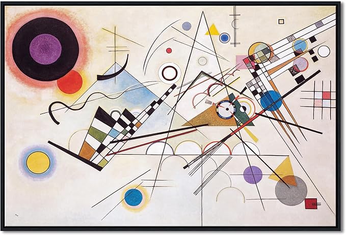 Wieco Art Large Framed Canvas Wall Art Wassily Kandinsky Composition VIII Picture Print of Famous Paintings Abstract Canvas Prints for Living Room Home Decor Wall Decorations