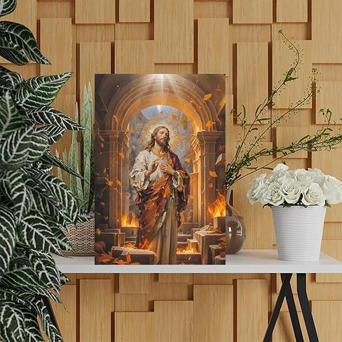 Christian Wall Art Print, Religious Scripture Biblical Decor, Faith-Based Inspirational Landscape with Cross, Digital Printed Canvas Poster for Church, Home Chapel, Prayer Room Decor