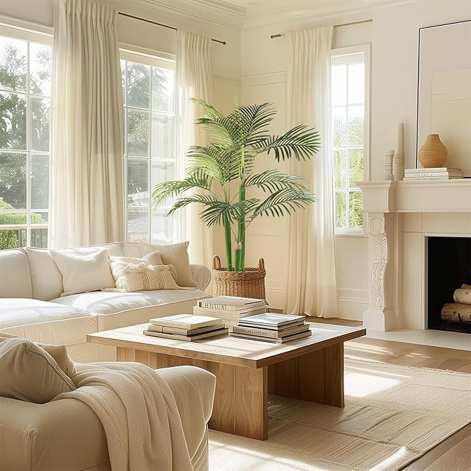 Artificial Palm Tree, Tall Tropical Palm Tree Faux Palm Plant for Indoor Outdoor Office House Living Room Home Decor