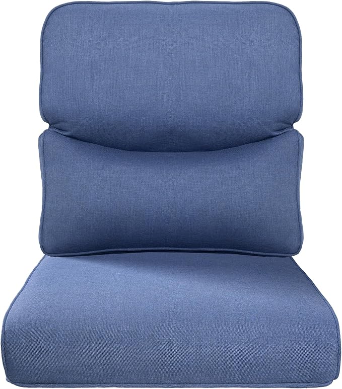 22x25/22x24 Outdoor Replacement Cushions - 1 Set High Back Deep Seat Patio Furniture Cushion for Wicker Dining Swivel Rocking Chairs Rattan Loveseat Couch Sectional Sofa - Navy Blue/Smile