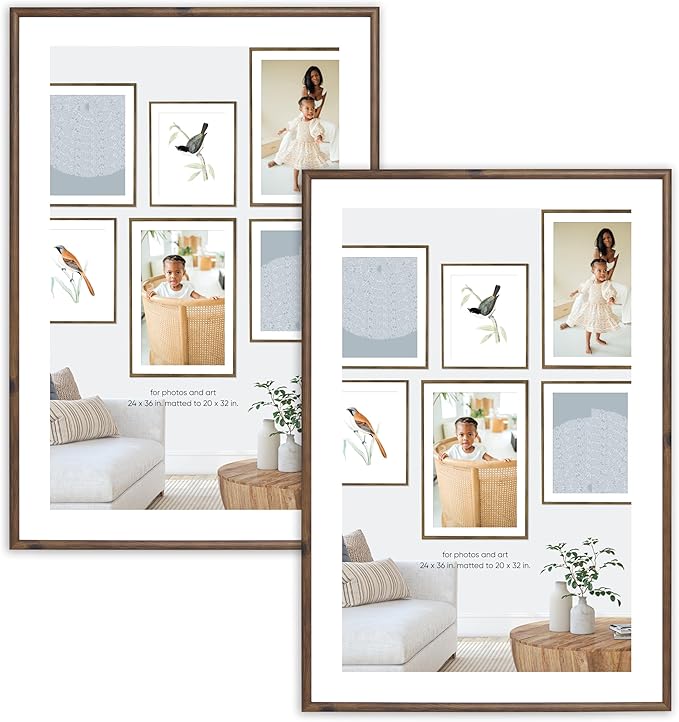 Camden Reed Set of Two Serenity Poster Frames Matted to 20x32 Inches, 24x36 Inch, Dark Oak Finish
