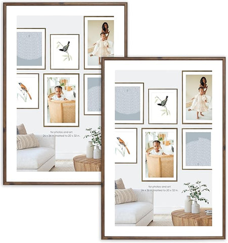 Camden Reed Set of Two Serenity Poster Frames Matted to 20x32 Inches, 24x36 Inch, Dark Oak Finish