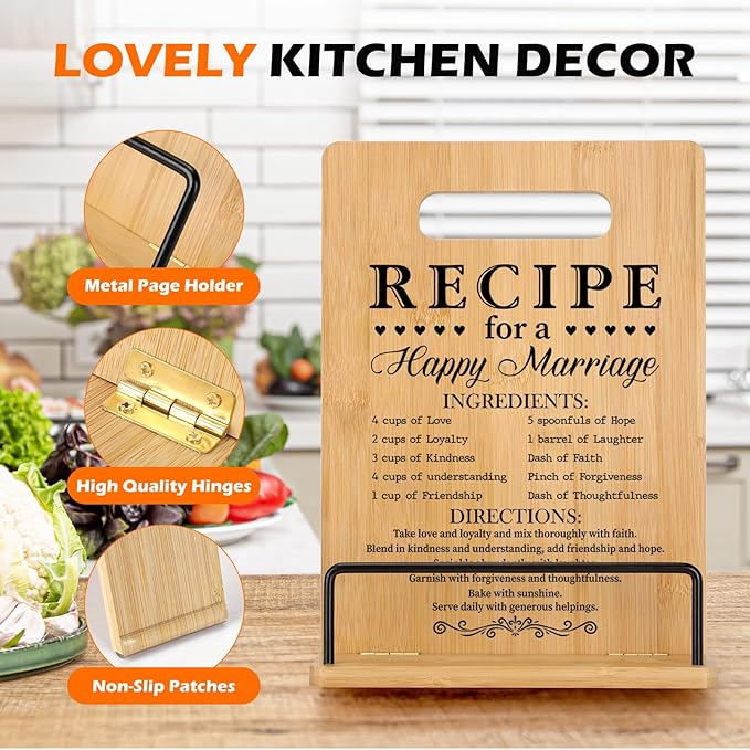 Wedding Gift for Couples 2025, Bridal Shower Gifts for Bride and Groom Engagement, Happy Marriage Cookbook Stand, Gifts for Wedding Shower, Newlywed Mr and Mrs Gifts Bride to Be Gifts