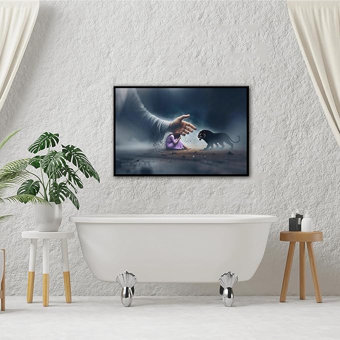 Christian Wall Art Print, Religious Scripture Biblical Decor, Faith-Based Inspirational Landscape with Cross, Digital Printed Canvas Poster for Church, Home Chapel, Prayer Room Decor
