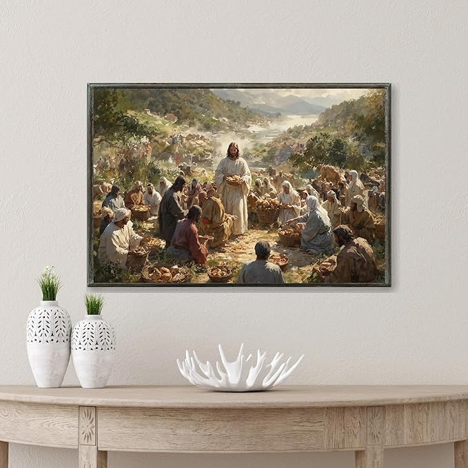 Christian Wall Art Print, Religious Scripture Biblical Decor, Faith-Based Inspirational Landscape with Cross, Digital Printed Canvas Poster for Church, Home Chapel, Prayer Room Decor