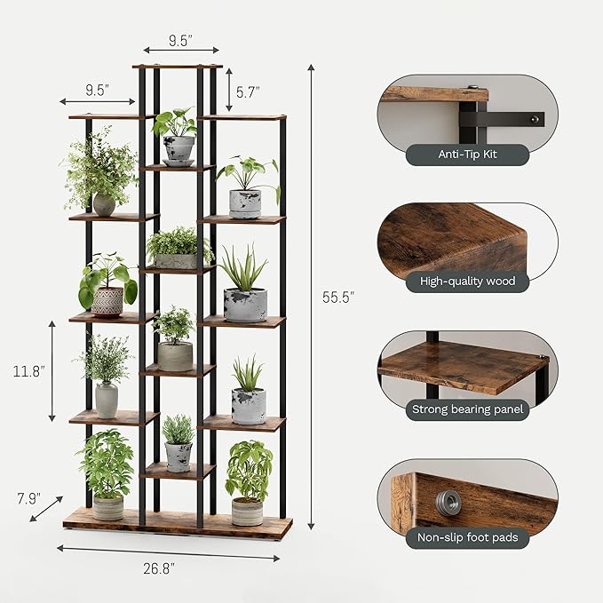 Bookshelf，Small Bookcase for Small Space，6-Tier Bookshelf for Living Room, Home Office, Study，7.87 x 26.77 x 55.5 Inches,Rustic Brown