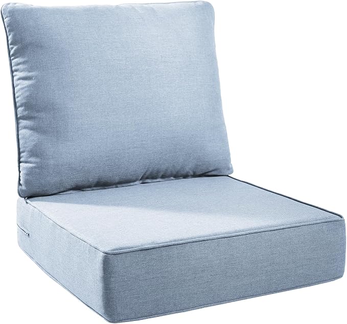 Outdoor Seat Cushion Set-24 x 24 x 6 Inch Outdoor Chair Cushions with Water Resistant & Removable Cover Outdoor Cushions for Patio Furniture Chair Sofa Couch-Sky Blue