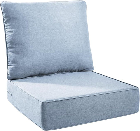 Outdoor Seat Cushion Set-24 x 24 x 6 Inch Outdoor Chair Cushions with Water Resistant & Removable Cover Outdoor Cushions for Patio Furniture Chair Sofa Couch-Sky Blue