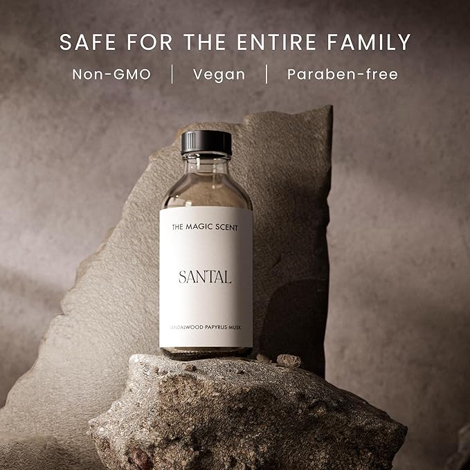 Santal Diffuser Oil - Fragrance Oil Scent - Cold-Air & Ultrasonic Santal Essential Oil - Aroma Diffuser Oils Scents for Home - Sandalwood, Musk & Cardamom - 16.9 fl oz, 500 mL