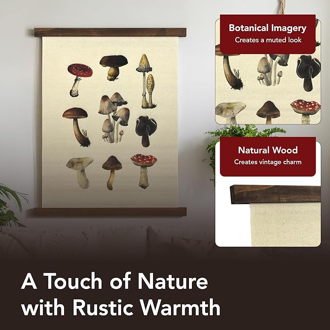 American Art Decor Hanging Linen Mushroom Tapestry Vintage Wall Art Hanging