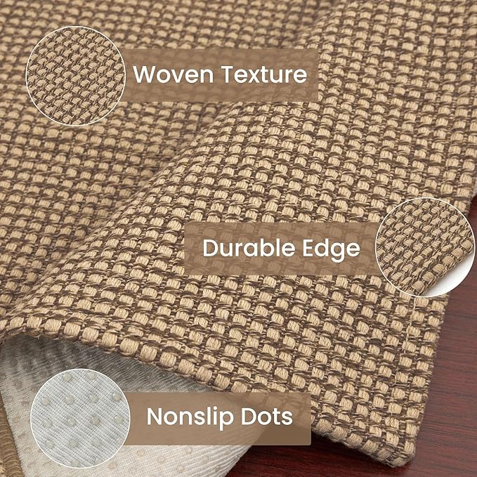 IOHOUZE Washable Area Rug 4x6 Non Slip Rubber Backed Woven Indoor Outdoor Rugs for Entryway Bedroom Rug Kitchen Floor Throw Carpet for Entrance Living Room, Orange/Tan/Brown