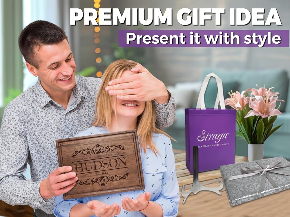 Straga Personalized Cutting Boards | Handmade Wood Engraved Charcuterie | Custom Wedding, Anniversary, Housewarming Gift for Newlyweds 301